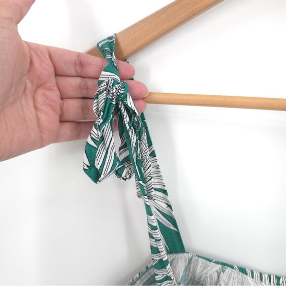 Anthro HD In Paris "Fanned Palm Dress" Palm Leaves Midi Tiered Rayon Linen NWT - Picture 7 of 12